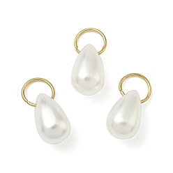 Золотой Подвески из акрила с имитацией жемчуга в форме капли, с 304 кольцом из нержавеющей стали, золотые, 13x8 мм, отверстие : 6.7 мм