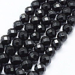 Black Onyx Бусины из натурального черного оникса, окрашенная и подогревом, круглые, граненые, 12 мм, отверстие : 1 мм, около 33 шт / нитка, 15.35 дюйм (39 см)