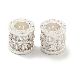 Серебро Покрытие стойки латунь микропаве прозрачные кубические циркониевые бусины, долговечный, без свинца и без кадмия, колонка, серебряные, 9.5x9.5 мм, отверстие : 5 мм