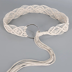 Платина Бохо стиль искусственная кожа шнур вязание талия живот цепи, литыми кольцами, старое кружево, платина, 1150 мм