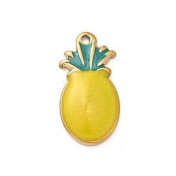 Желтый 304 нержавеющей стальной эмали подвески, ананас, золотые, ионное покрытие (ip), желтые, 20.5x10.5x3 мм, отверстие : 1.4 мм