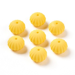 Yellow Food Grade Eco-Friendly Silicone Beads, Rondelle, Yellow, 18x13.5mm, Hole: 1.5mm