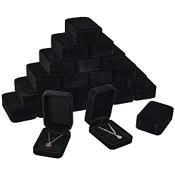 Black 30Pcs Rectangle Velvet Big Pendant Display Boxes, Black, 10.2x7.1x3.8cm