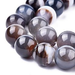 Natural Agate Dyed & Heated Natural Agate Round Beads Strands, Imitation Botswana Agate, 14mm, Hole: 1mm, about 28pcs/strand, 15.16 inch