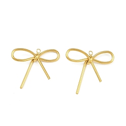 Настоящее золото 18K 304 подвески из нержавеющей стали, ионное покрытие (ip), очарование бантом, реальный 18 k позолоченный, 28.5x30.5x6.5 мм, отверстие : 1.8 мм