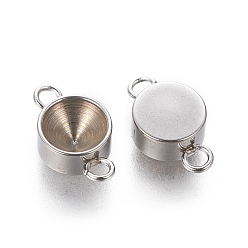 Нержавеющая Сталь Цвет Устойчив к потускнению 201 соединитель из нержавеющей стали со стразами, для заостренного горного хрусталя, плоско-круглые, цвет нержавеющей стали, пригодный для стразов 6.5 мм, 12.5x7x3.5 мм, отверстие : 1.8 мм