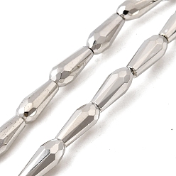 с Платиновым Покрытием Стеклянные бусины с гальваническим покрытием , teadrop, граненые, с покрытием платиным, 10x4.5 мм, отверстие : 0.9 мм, около 42 шт / нитка, 15.75'' (40 см)