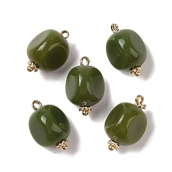 Темно-оливково-зеленый Акриловые подвески, имитация драгоценных камней, с медными петлями, самородки, темно-оливковый зеленый, 19x12.5x11.5 мм, отверстие : 2 мм