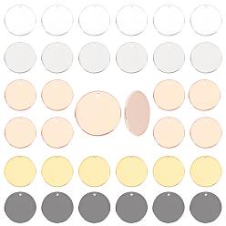 (52) Непрозрачная лаванда 40 шт. 5 цвета латунные подвески, штамповка пустой метки, плоско-круглые, разноцветные, 17x1 мм, отверстие : 1 мм, 8 шт / цвет