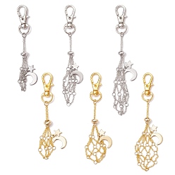 (52) Непрозрачная лаванда Поворотные карабины-карабины из сплава «луна и звезда» и латунные кабельные цепи, полуфабрикат подвесные украшения, разноцветные, 92~120 мм, 6 шт / комплект