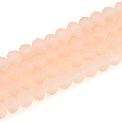 Фора Нити стеклянных бусин, покрытых матовой краской для выпечки, рондель, граненый(32 граненый), оранжевые, 6~6.5x5 мм, отверстие : 1.2 мм, около 80~85 шт / нитка, 38~40 см