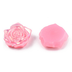Pink Opaque ABS Plastic Cabochons, AB Color Plated, Rose, Pink, 18x17x6.5mm