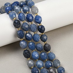 Синий Авантюрин Нити бусин из натурального синего авантюрина (окрашенного и нагретого), граненые, овальные, с бисером, 9x10 мм, отверстие : 1.2 мм, около 32 шт / нитка, 15.75'' (40 см)