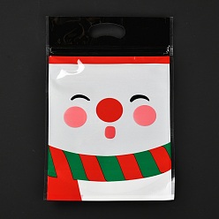 Snowman Christmas Theme Rectangle Plastic Zip Top Candy Storage Bags, Self Seal Bag, for Biscuit & Candy Packaging, Snowman Pattern, 220x155x0.1mm, 50pcs/bag