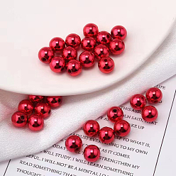 Red Christmas Beads Plastic Beads, UV Plating, Round Ball, Red, 6mm, 200pcs/bag