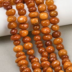 Chocolate Teñidos naturales blancas perlas de jade hebras, pepitas, piedra caída, chocolate, 9~15x9~15x5~9 mm, agujero: 0.8 mm, sobre 49 unidades / cadena, 15.35'' (39 cm)