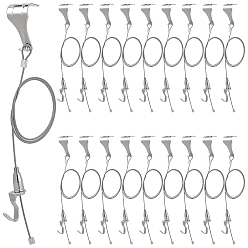 Platinum & Stainless Steel Color Adjustable 201 Stainless Steel & Iron & Aluminum Picture Cable & Hooks, Platinum & Stainless Steel Color, 52.5x29.5x39.5mm