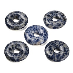 (306FM) Жонкиль матовый с лаймовой подкладкой Натуральные синие пятна яшмы подвески, подвески в виде пончиков/пи-дисков, 30x6.5 мм, отверстие : 7.5 мм