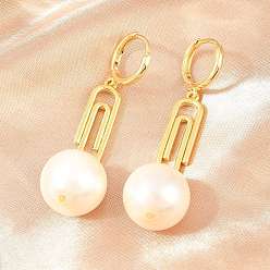 Настоящее золото 18K Скрепка с круглыми латунными серьгами-кольцами, с гальваническим стеклом, без кадмия и без свинца, долговечный, стойки покрытие, реальный 18 k позолоченный, 57x16 мм