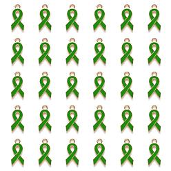 Зеленый лайм Подвески из эмали и сплава, Форма ленты осведомленности, свет позолоченные, зеленый лайм, 20x10x2 мм, отверстие : 2 мм