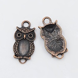 Красная Медь Соединители звеньев сплава, Хэллоуин, без кадмия, без никеля и без свинца, сова, Красная медь, 26x13x4 мм, отверстие : 3 мм