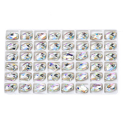 Clair AB 48 cabochons de strass en verre, accessoires nail art de décoration, facette, clair ab, 14x9x5mm