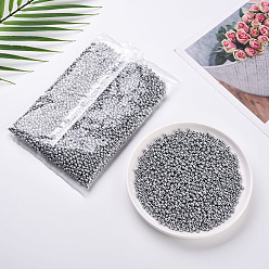 Silver Baking Paint Glass Seed Beads, Silver, 6/0, 4~5x3~4mm, Hole: 1~2mm, about 4500pcs/bag