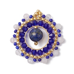 Ляпис-Лазурь Подвески из натурального лазурита, розового кварца и стеклянных бусин, солнечные подвески в стиле бохо, 32x31x8 мм, отверстие : 2 мм