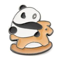 Лошадь Эмалированные булавки панда, брошь из бронзового сплава, игрушечный конь-качалка, 33x28x1.5 мм
