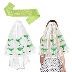 (52) Непрозрачная лаванда 1 Полиэстеровая лента для невесты, оформление партии, 1 шт. марлевые гребни для волос с рисунком в виде бокала для вина, разноцветные, 800x94x0.3 мм