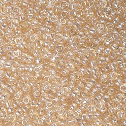 Pale Goldenrod Glass Seed Beads, Trans. Colours Lustered, Round, Pale Goldenrod, 2mm, Hole: 1mm, 30000pcs/pound