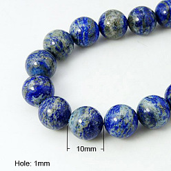 Royal Blue Natural Lapis Lazuli Beads Strands, Round, Royal Blue, 10mm