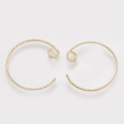 Настоящее золото 18K Латунные крючки для сережек, с горизонтальной петлей, без кадмия, без никеля и без свинца, реальный 18 k позолоченный, 21~25x17~22x1 мм, 18 датчик, отверстие : 2.5 мм