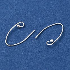 Silver 925 Sterling Silver Earring Hooks, Marquise Ear Wire, with S925 Stamp, Silver, 21 Gauge, 21x0.7mm, Hole: 3mm