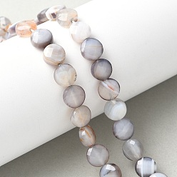 (946FM) Цитрин матовый с зеленой подкладкой Нити бусин из натурального серого ботсванского агата, граненый ромб, плоско-круглые, 8~8.5x4.5~5 мм, отверстие : 1 мм, около 49 шт / нитка, 15.47 дюйм (39.3 см)