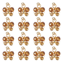 Dunkel Goldrute 20pcs Glasanhänger, mit Kupferdraht, Schmetterling, dunkel Goldrute, 14.2x13.9 mm