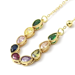 Золотой Красочное ожерелье с подвеской в форме слезы из кубического циркония, украшения из латуни для женщин, золотые, 19.53 дюйм (49.6 см)