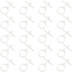 Серебро 10 наборы 304 застежки-тоглы из нержавеющей стали, серебряные, Кольцо: 20.5x16x2 mm, отверстие : 3 мм, бар: 23x7x2 mm, отверстие : 3 мм