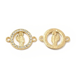 Кристалл Прелести разъема сплава религии, плоские круглые звенья со святым, со стразами, золотой свет, никель, кристалл, 24x17x2 мм, отверстие : 2 мм