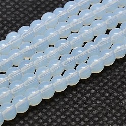 Белый Круглые пряди Opalite бусины, класс АА, белые, 4 мм, отверстие : 1 мм, около 80 шт / нитка, 12 дюйм