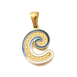 Letter C 304 подвески из нержавеющей стали, с эмалью, ионное покрытие (ip), лазерная резка, реальный 18 k позолоченный, буква С, 18x13x1.5 мм, отверстие : 5.5x2.5 мм