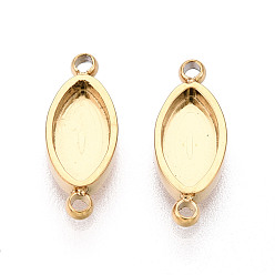 Настоящее золото 18K 304 оправы для кабошонов из нержавеющей стали, овальные, ионное покрытие (ip), реальный 18 k позолоченный, лоток : 7x3.5 мм, 12.5x5x1.5 мм, отверстие : 1 мм