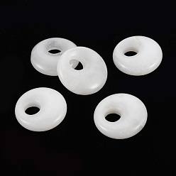 White Jade Natural White Jade Pendants, Donut/Pi Disc, 17.5~18.5x5.5mm, Hole: 5.5mm