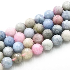 (52) Непрозрачная лаванда Природного кварца нитей бисера, окрашенные, круглые, имитация морганита, разноцветные, 10~10.5 мм, отверстие : 1~1.2 мм, около 37~38 шт / нитка, 14.76~15.16 дюйм (37.5~38.5 см)
