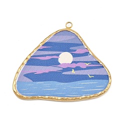 Васильковый Печатные 304 подвески из нержавеющей стали, треугольные, вакуумное покрытие pvd, реальный 18 k позолоченный, васильковый, 33x38.5x2 мм, отверстие : 2 мм