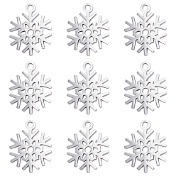 Stainless Steel Color 40Pcs 304 Stainless Steel Pendants, Snowflake, Stainless Steel Color, 15.4x11.7x1mm, Hole: 1.5mm
