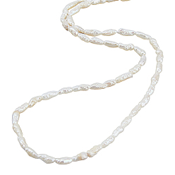 Marfil 1 hebras de perlas de agua dulce cultivadas naturales, perla keshi barroca, palo, blanco cremoso, 2.5~10.5x1.5~3x1.5~3 mm, agujero: 0.5 mm, sobre 47~72 unidades / cadena, 13.78~14.17 pulgada (35~36 cm)