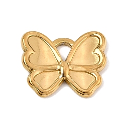 Real 18K Gold Plated 304 Stainless Steel Pendants, Butterfly Charms, Ion Plating(IP), Real 18K Gold Plated, 13x16x2mm, Hole: 2.5x2mm