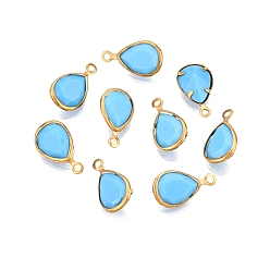 Темно-Голубой K 9 стеклянные подвески, с фурнитурой латунной золотого тона, граненые, слеза, глубокое синее небо, 11.5x6.5x3 мм, отверстие : 1 мм