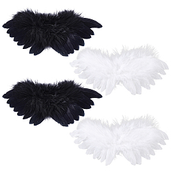 Mixed Color 4Pcs 2 Colors Feather Wings Costume for Dolls Miniature Accessories, Mixed Color, 77x186x3.5mm, 2pcs/color